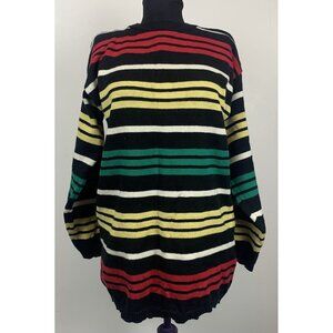 LIZ & CO Vtg 90's Women's Sweater Striped‎ Cotton Slouchy Oversized Size Small
